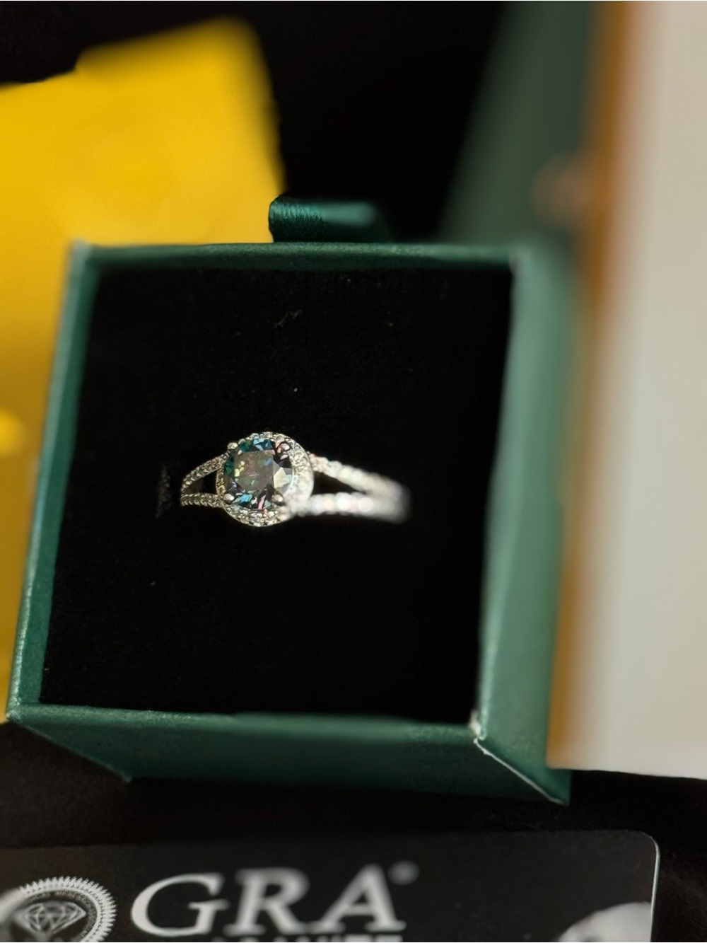 1 Carat Moissanite Green Purple blue GRA Certified Engagement ring - Size 10 - Picture 6 of 9